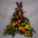 6.Gulorange rosor, germini,Chrysantemum , Höstlöv